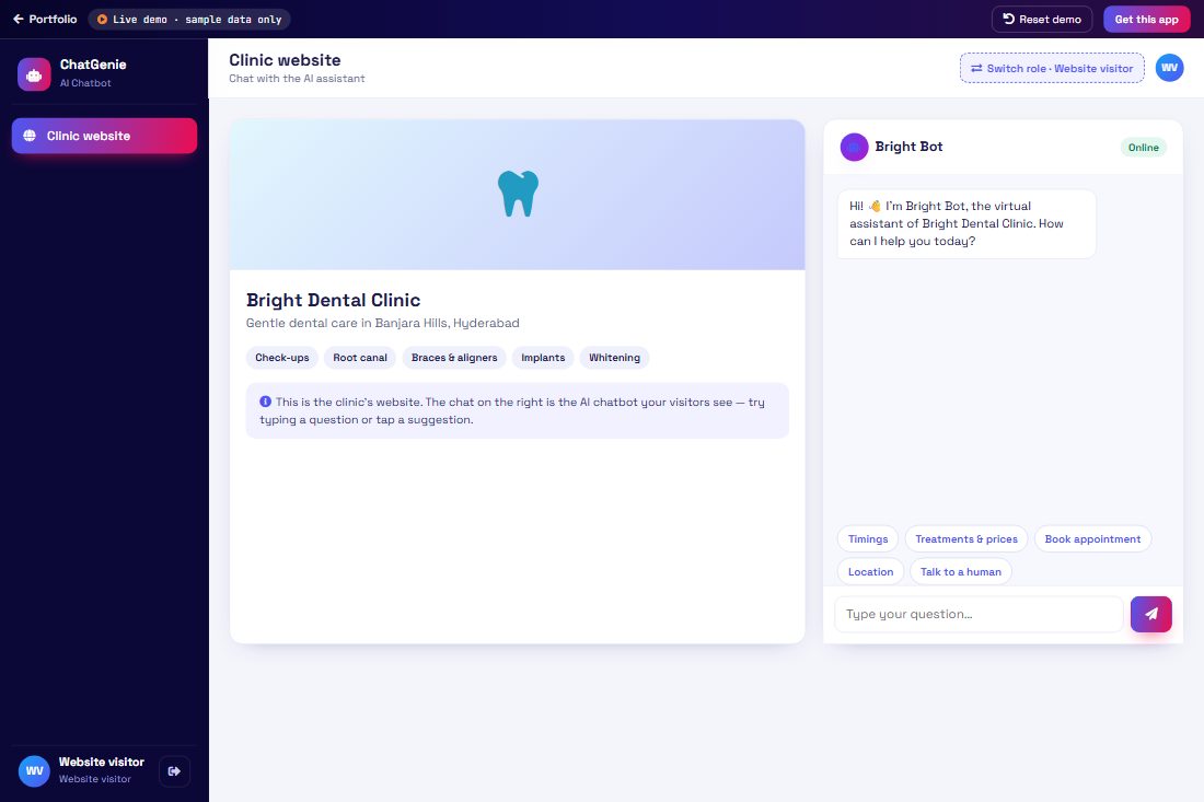 AI Chatbot demo screen